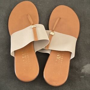 Italian Shoemakers Tan and Cream Sandals
